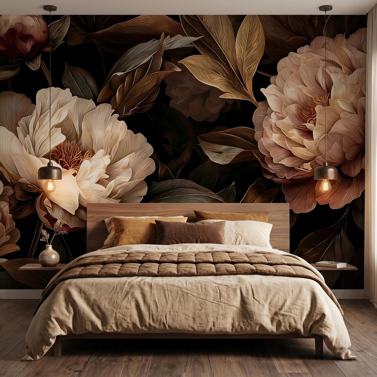 Interior Design Home - Elegant Peony Floral Tapestry Wall Hanging