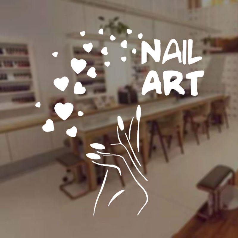Interior Design Nail Salon - Nails Art Window Decals Love Beauty