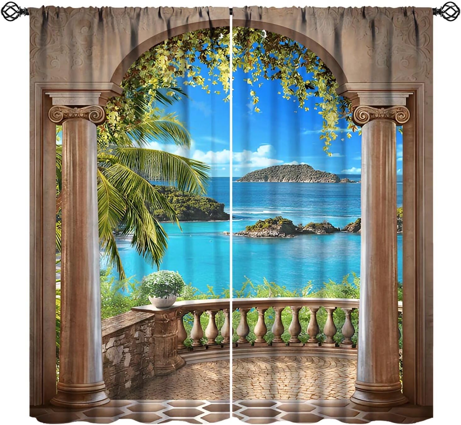 Interior Design Youtube - Tropical Beach View Curtains Drapes Archway