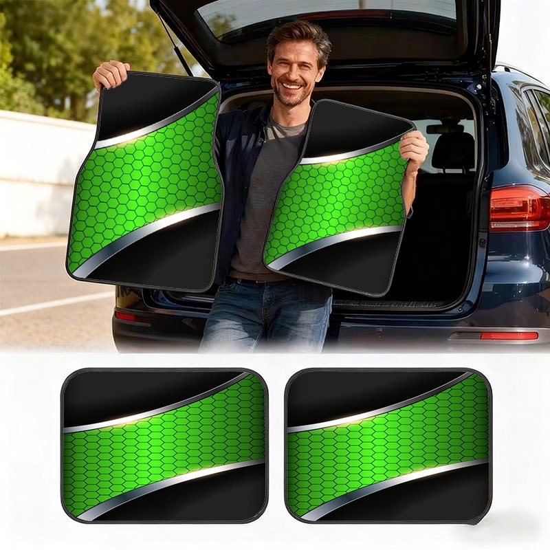 Interior Design Grid - 2D 4pcs Car Floor Mats, Material,