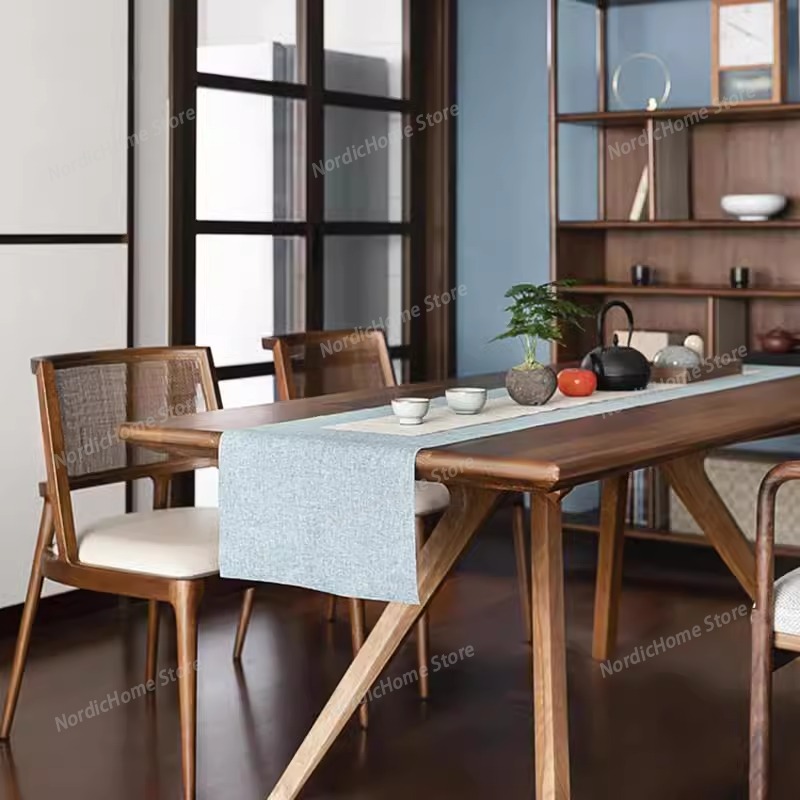 Interior Design Minimalist - Nordic Rattan Dining Chairs Leather Solid