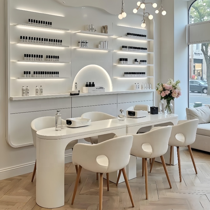 Interior Design Nail Salon - MS Display Beige Cream White Custom