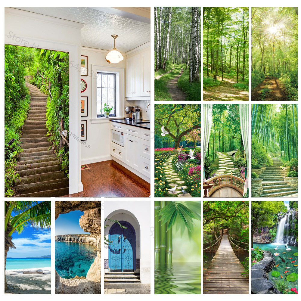 Interior Design Home - Steps Forest 3D Door Stickers Self
