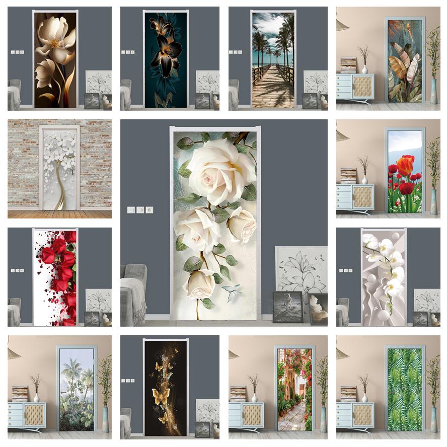 Interior Design Home - White Rose Flower Wallpaper For Door