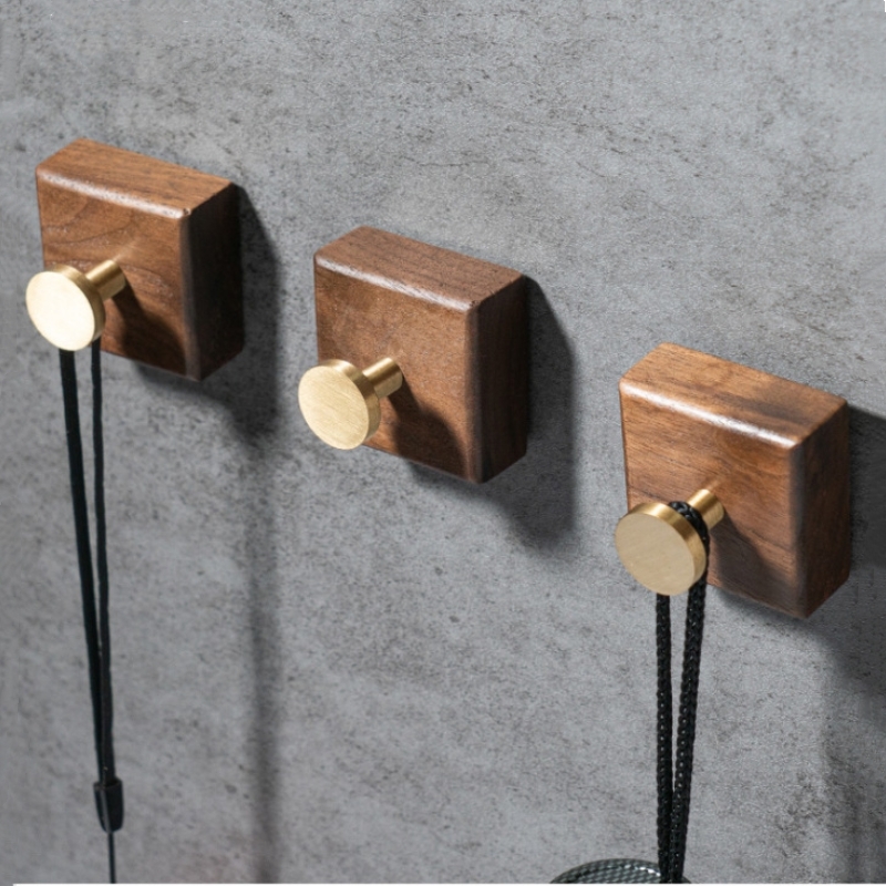 2/1pcs Walnut Wood Brass Hook  - огляд і ціна Interior Design Home